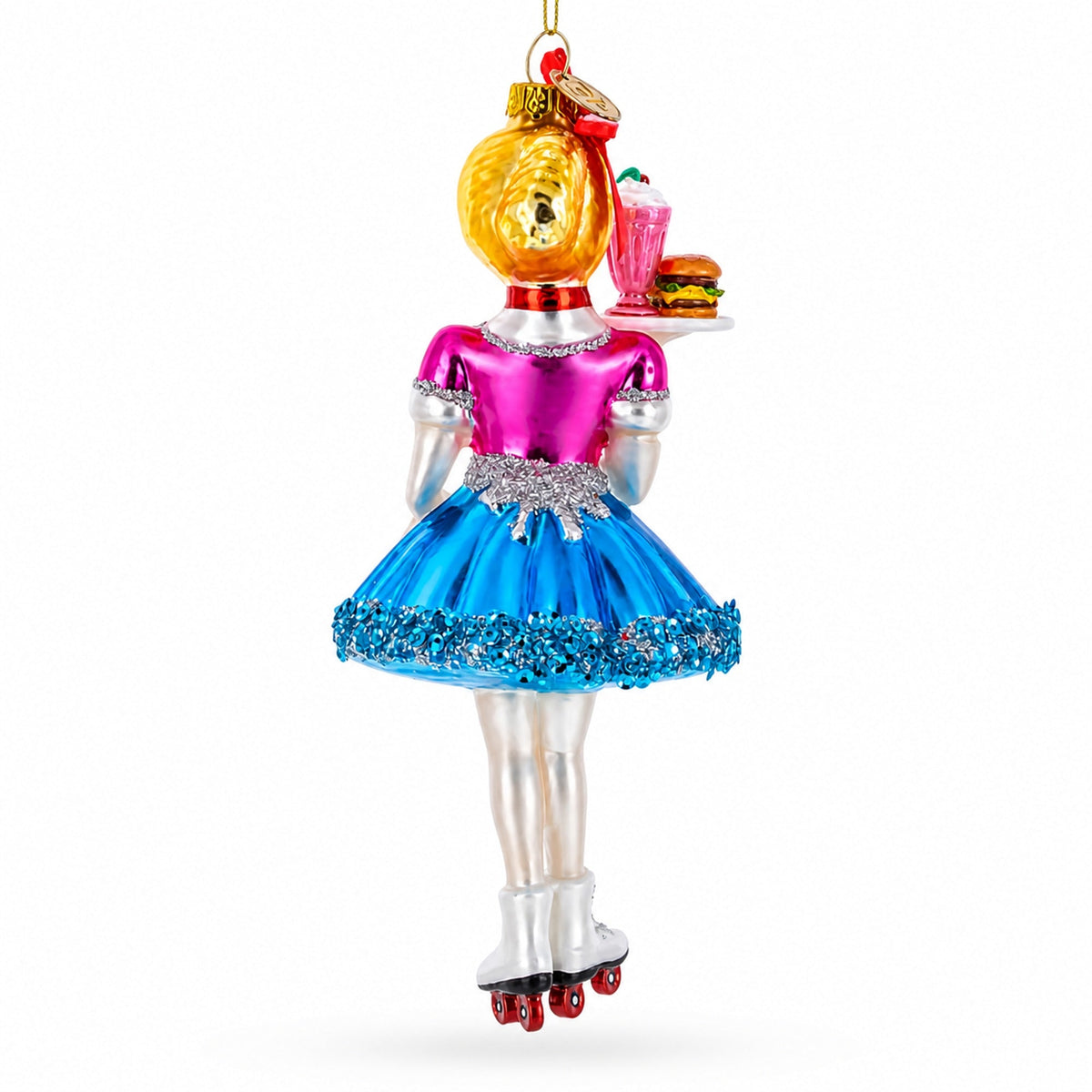 Waitress Carrying Food Glass Christmas Ornament