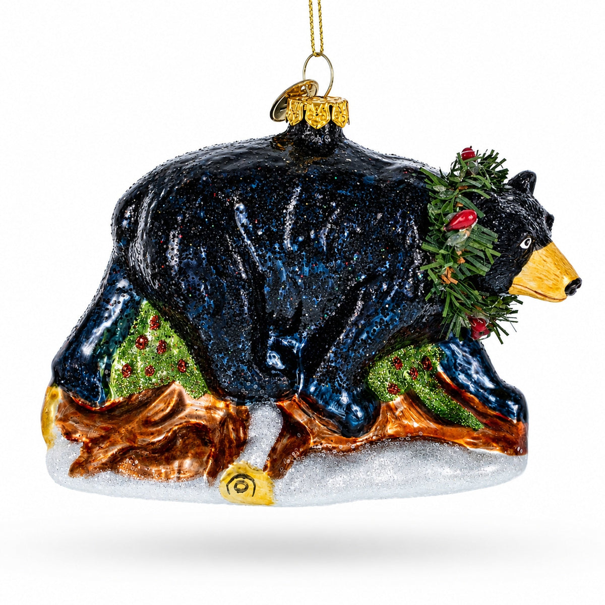 Black Bear Glass Christmas Ornament