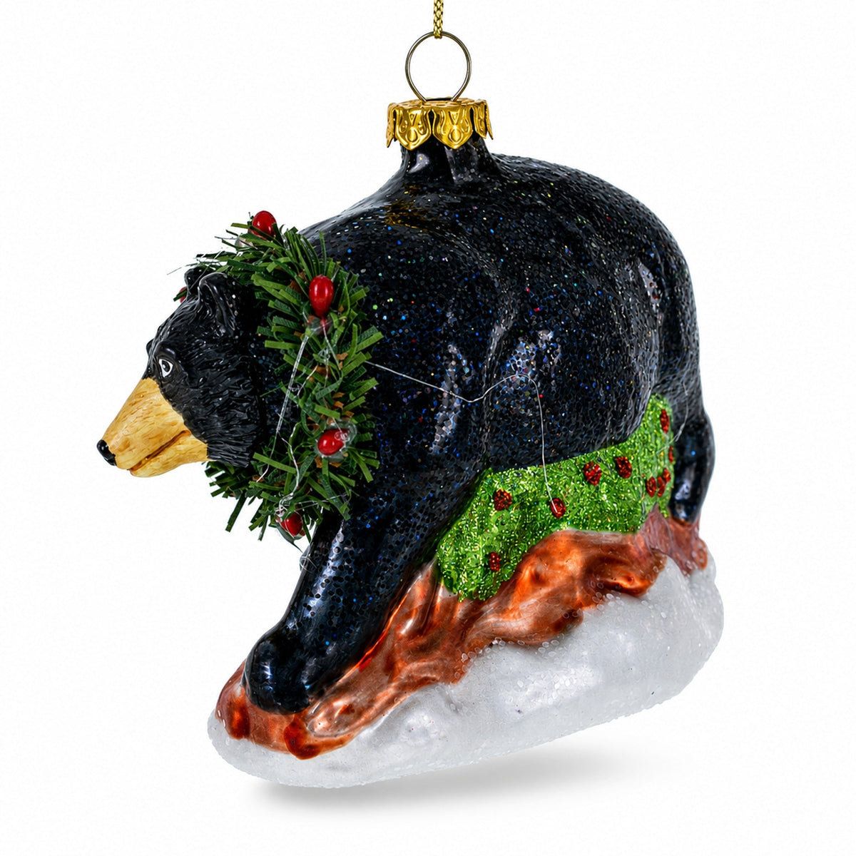 Black Bear Glass Christmas Ornament