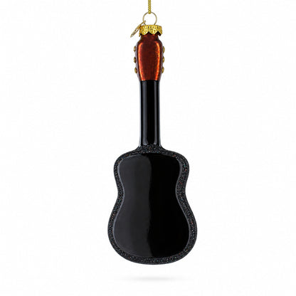 Rocking' Glittered Guitar Glass Christmas Ornament