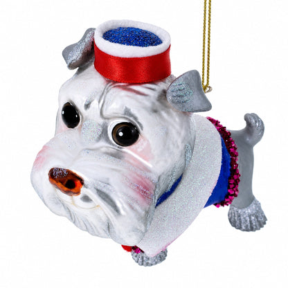 Dapper Schnauzer Sporting a Hat Glass Christmas Ornament