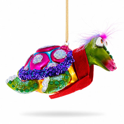 Mrs. Sea Turtle Glass Christmas Ornament