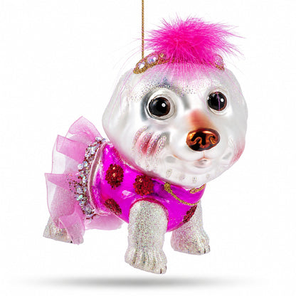 Bichon Frise Glass Christmas Ornament