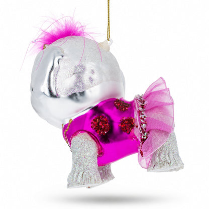Bichon Frise Glass Christmas Ornament