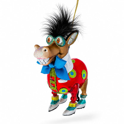 Debonair Donkey Glass Christmas Ornament