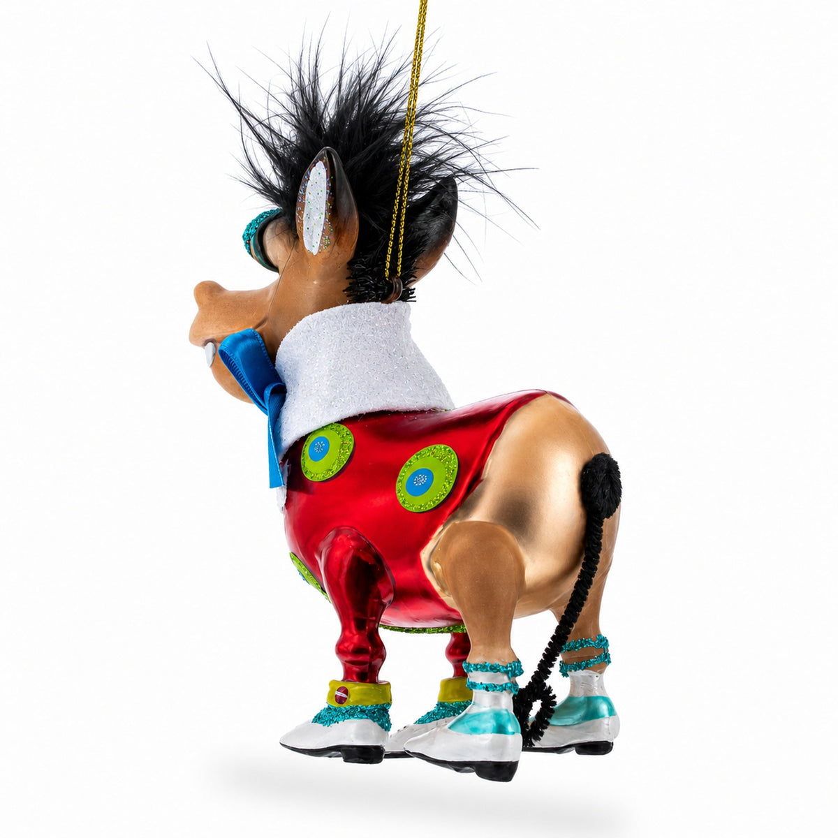 Debonair Donkey Glass Christmas Ornament