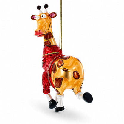 Stylish Giraffe Glass Christmas Ornament