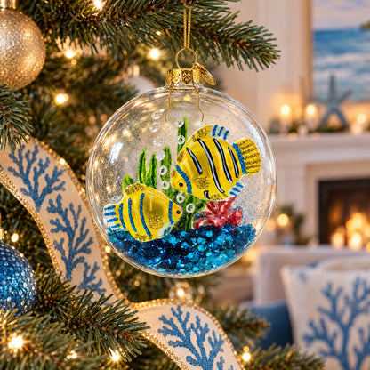 Coral Fishes Tank Glass Christmas Ornament