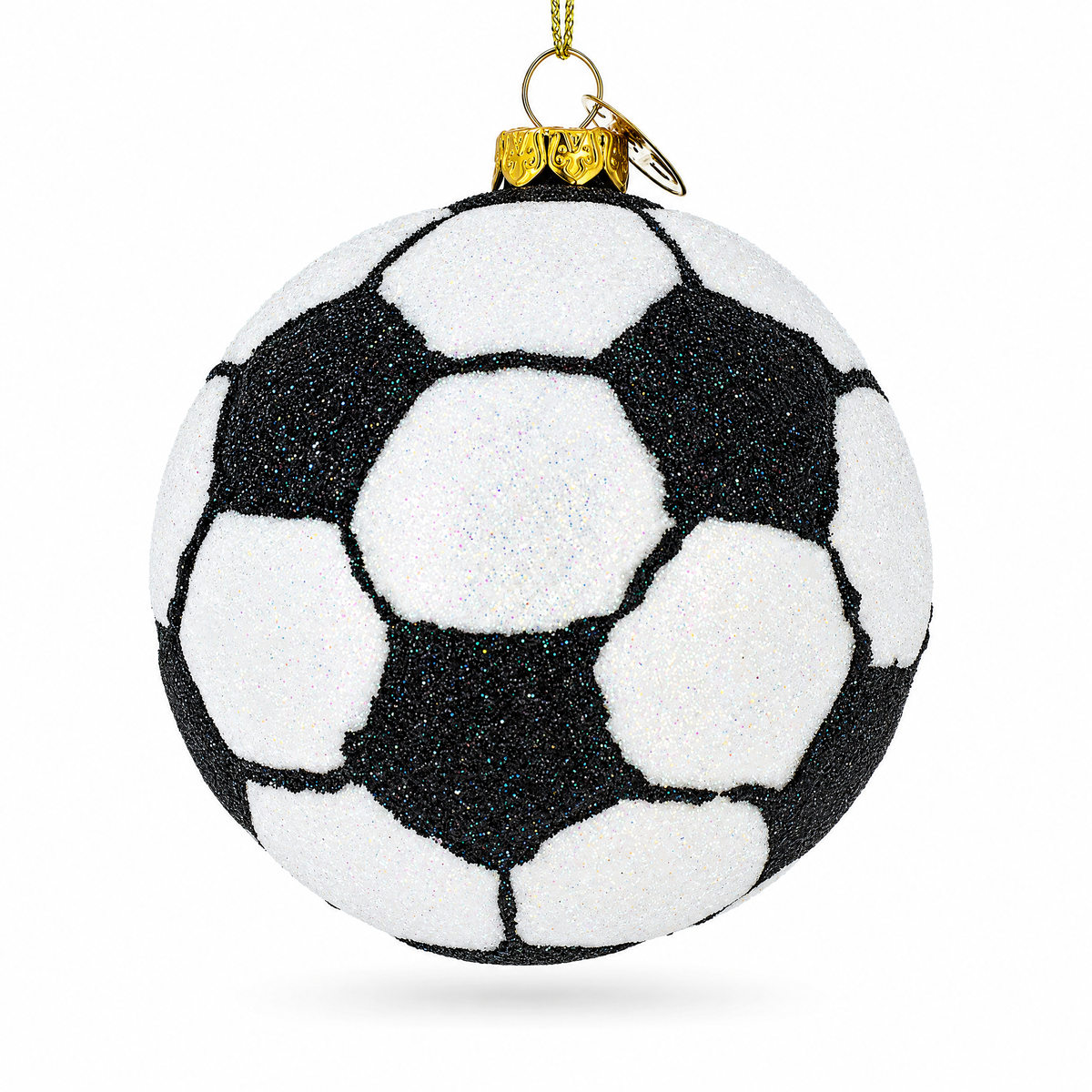 Sporty Soccer / Football Glass Christmas Ornament