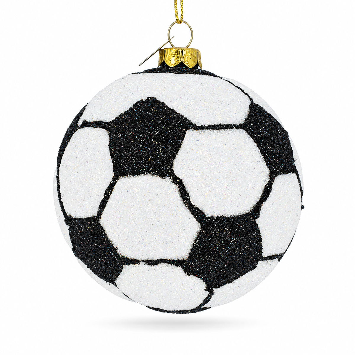 Sporty Soccer / Football Glass Christmas Ornament