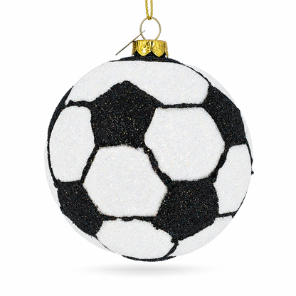 Sporty Soccer / Football Glass Christmas Ornament
