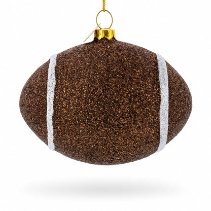 Sparkly Football Glass Christmas Ornament