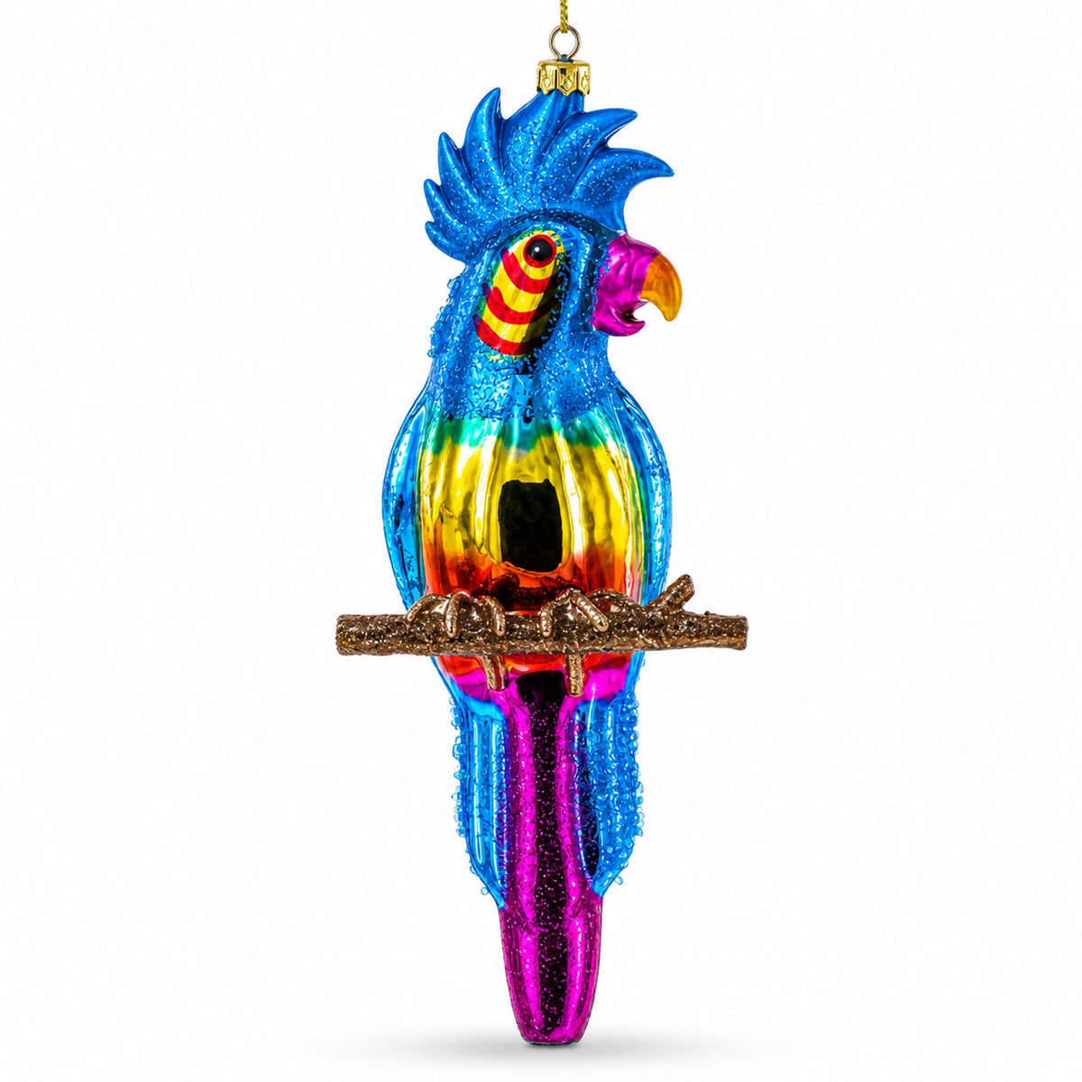 Parrot with Colorful Beads Glass Christmas Ornament
