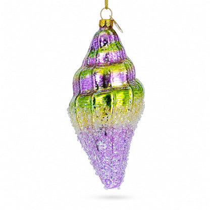 Sea Snail with Colorful Beads Glass Christmas Ornament
