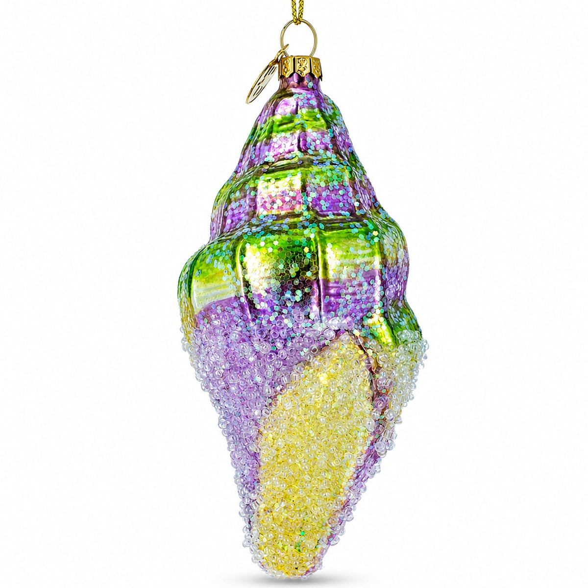 Sea Snail with Colorful Beads Glass Christmas Ornament