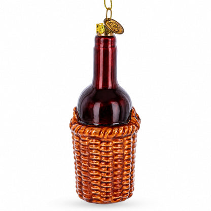Red Wine Bottle Glass Christmas Ornament