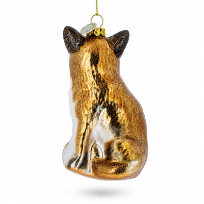 Mother and Baby Fox Glass Christmas Ornament