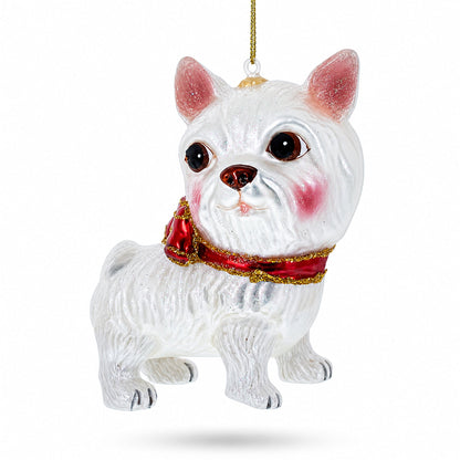 Yorkshire Terrier Glass Christmas Ornament