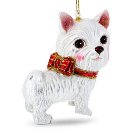 Yorkshire Terrier Glass Christmas Ornament