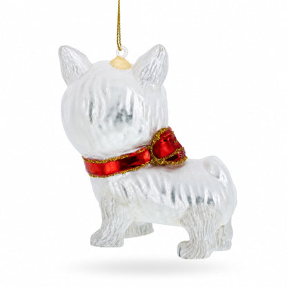 Yorkshire Terrier Glass Christmas Ornament