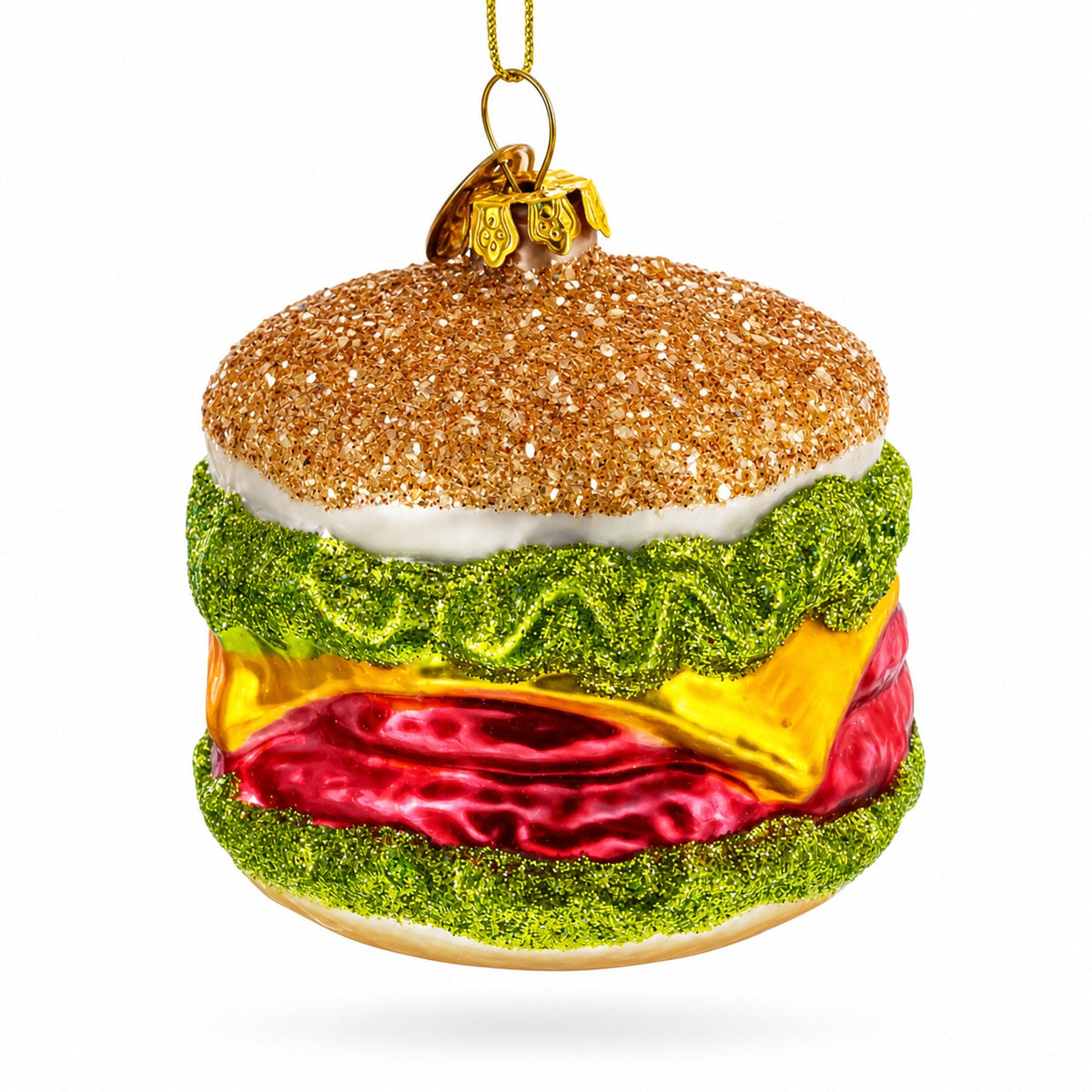 Cheeseburger Glass Christmas Ornament