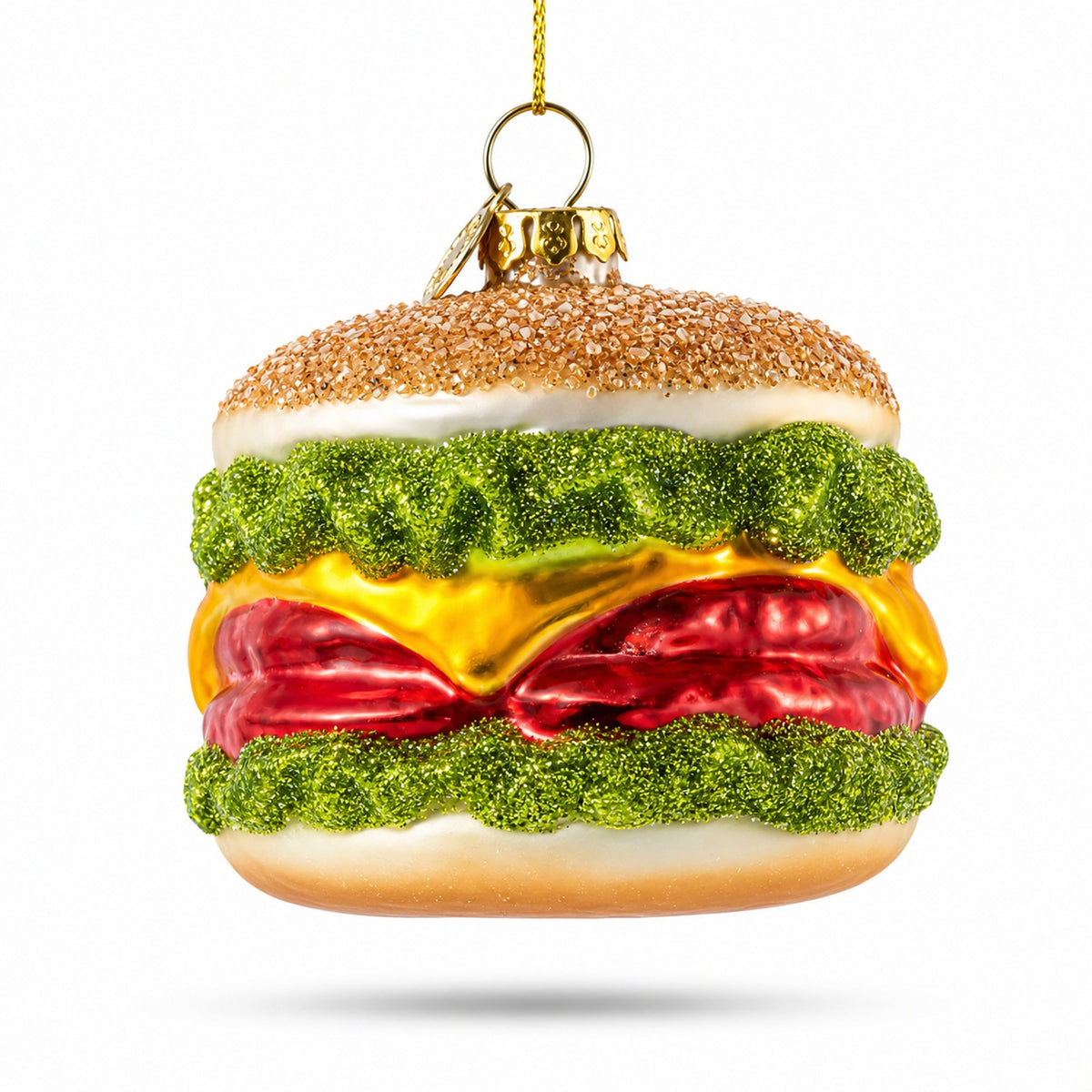 Cheeseburger Glass Christmas Ornament