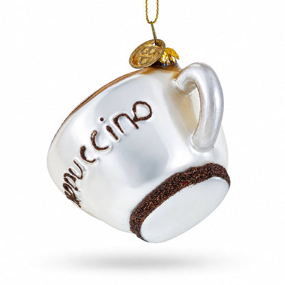 Steaming Cappuccino Cup Glass Christmas Ornament
