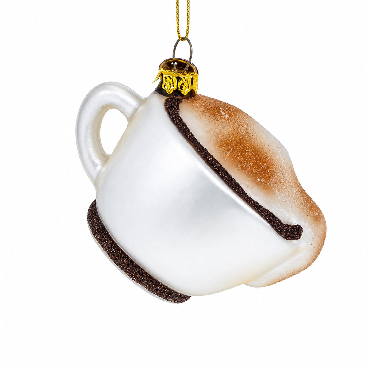 Steaming Cappuccino Cup Glass Christmas Ornament
