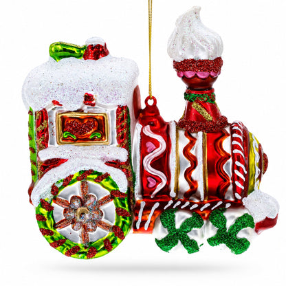 Candy Cane Train Glass Christmas Ornament