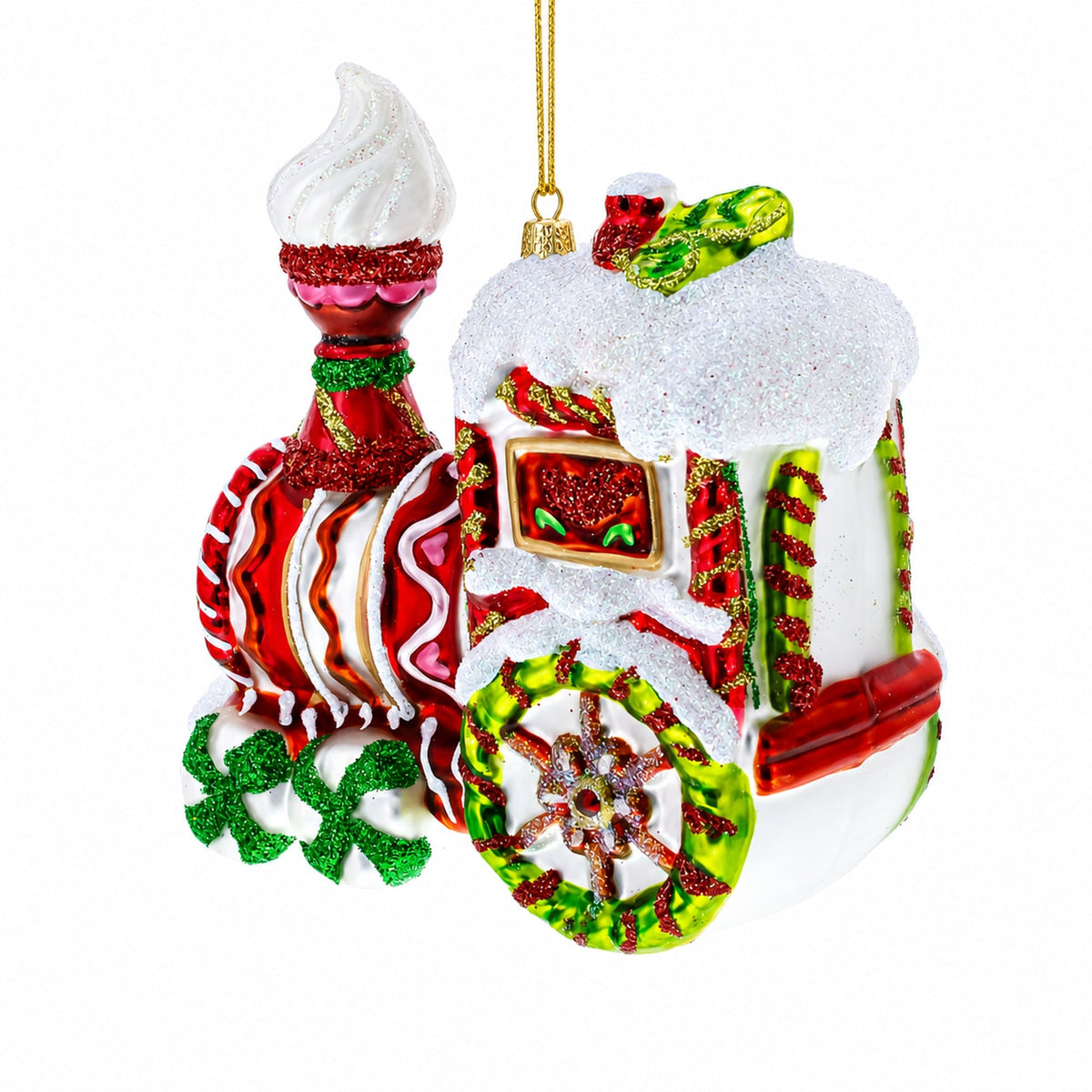 Candy Cane Train Glass Christmas Ornament