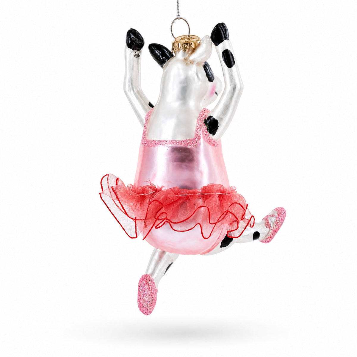 Ballerina Cow Glass Christmas Ornament