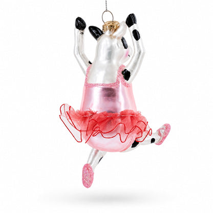 Ballerina Cow Glass Christmas Ornament