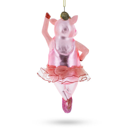Ballerina Pig Glass Christmas Ornament
