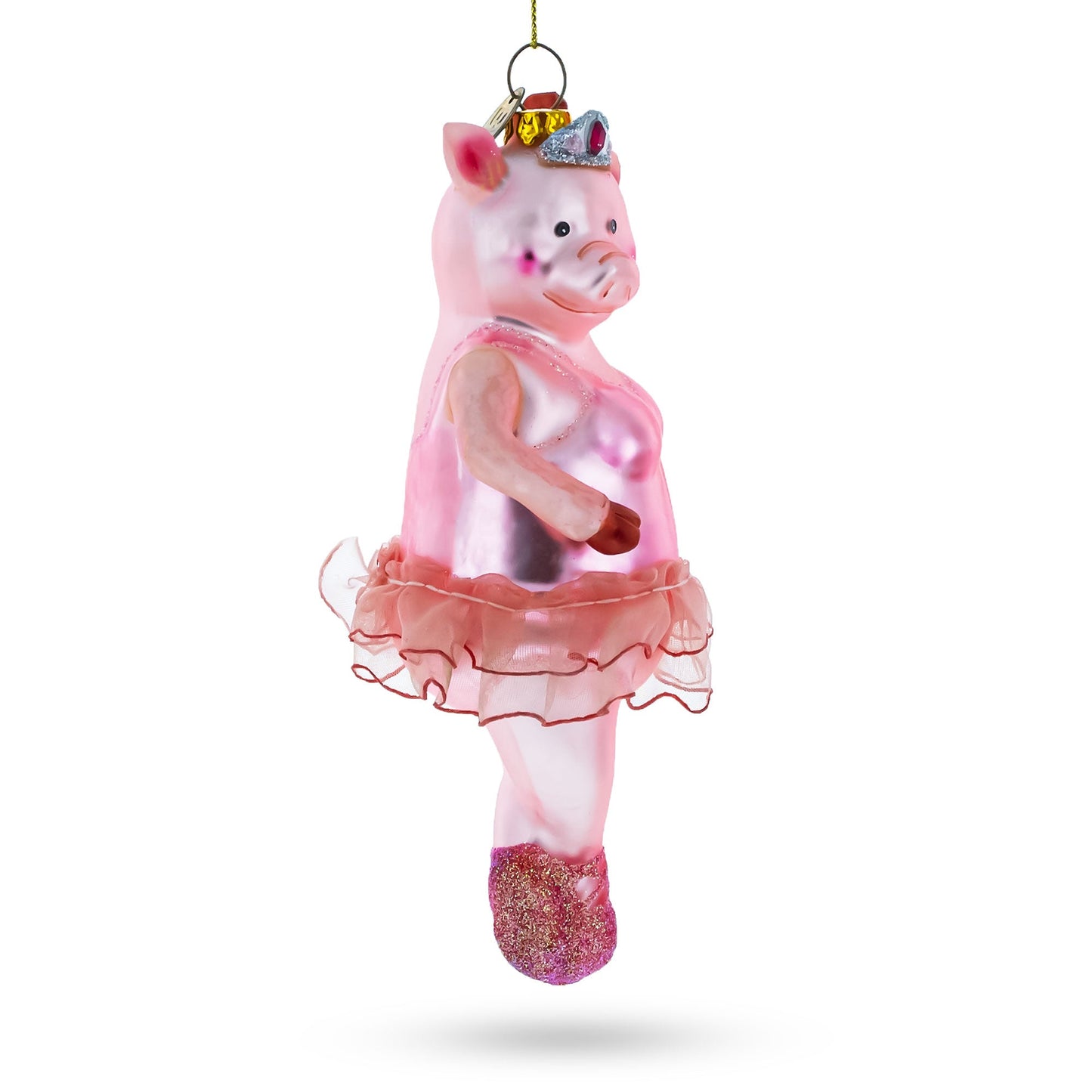 Ballerina Pig Glass Christmas Ornament