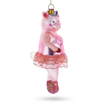 Ballerina Pig Glass Christmas Ornament