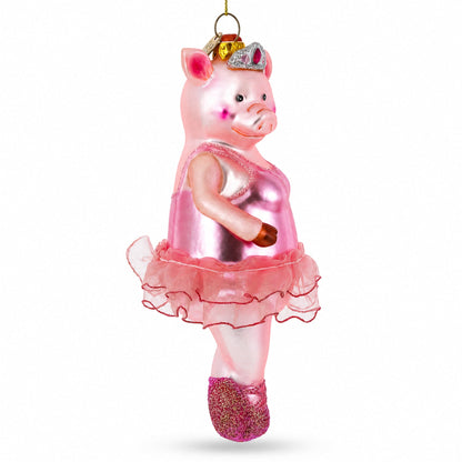 Ballerina Pig Glass Christmas Ornament