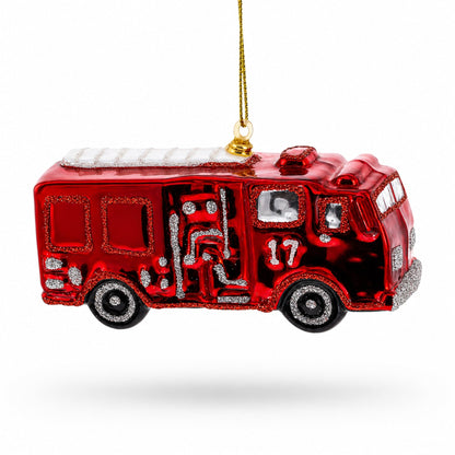 Classic Fire Truck Glass Christmas Ornament