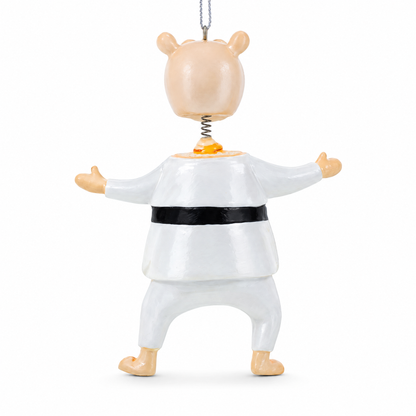 Martial Arts Karate Hippo Glass Christmas Ornament