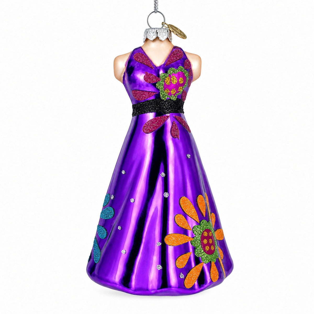 Elegant Purple Dress Glass Christmas Ornament