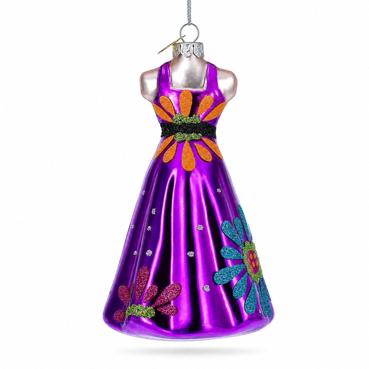 Elegant Purple Dress Glass Christmas Ornament