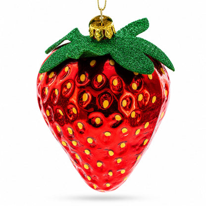 Juicy Strawberry Glass Christmas Ornament