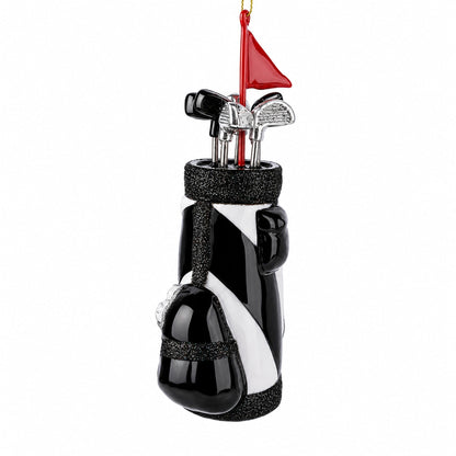 Golf Bag with Clubs Glass Christmas Ornament