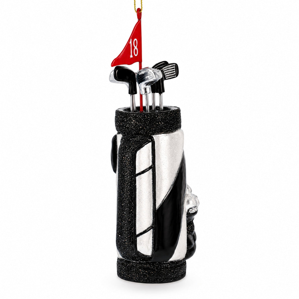 Golf Bag with Clubs Glass Christmas Ornament