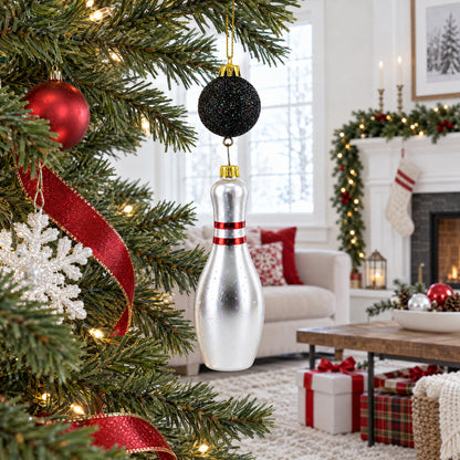 Striking Bowling Ball Glass Christmas Ornament