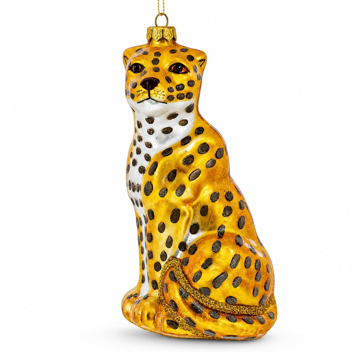Spotted Leopard Glass Christmas Ornament