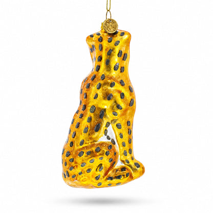 Spotted Leopard Glass Christmas Ornament