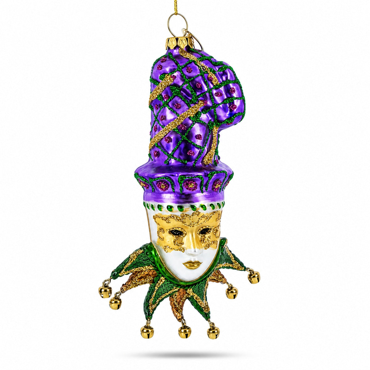 Mardi Gras Mask Glass Christmas Ornament