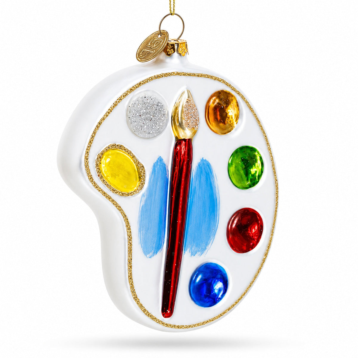 Artist's Color Palette Glass Christmas Ornament