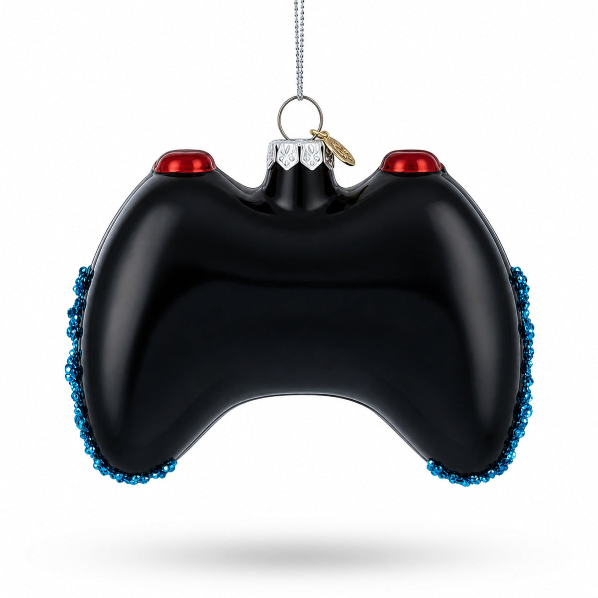 Black Video Game Controller Glass Christmas Ornament