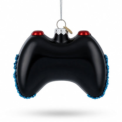 Black Video Game Controller Glass Christmas Ornament